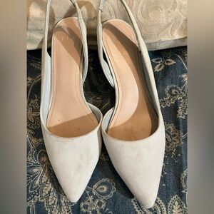 PLV light blue sling back heels with pointy toe